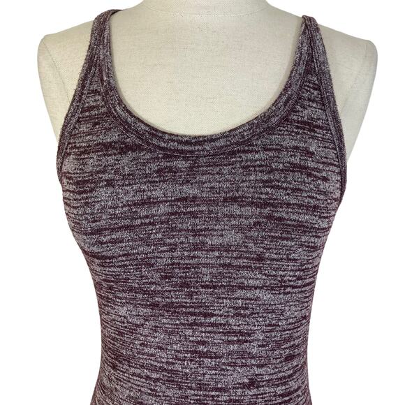 Burgundy heather tank dress size small stretch knit midi length bodycon - Picture 6 of 6